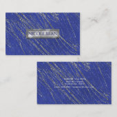 Blue & Silver Modern Glam Marble Stripe Designer Visitekaartje (Voorkant / Achterkant)