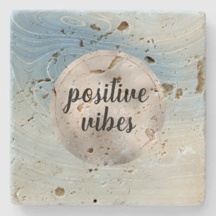 Blue Silver Ombre Stripes Stenen Onderzetter