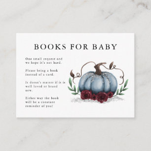 Blue Silver Pumpkin Baby shower Book Request Informatiekaartje