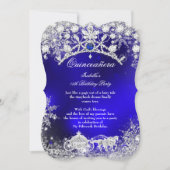 Blue Silver Quinceanera 15th Winter Wonderland Kaart (Voorkant)