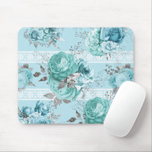 Blue Silver Rozen Lace Muismat