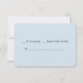 Blue Silver Rozen Wedding RSVP Kaartje (Achterkant)