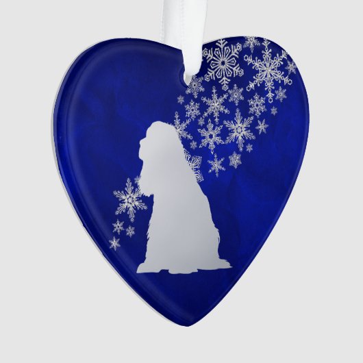 Blue Silver Snowflake American Cocker Spaniel Dog Ornament (voorkant)