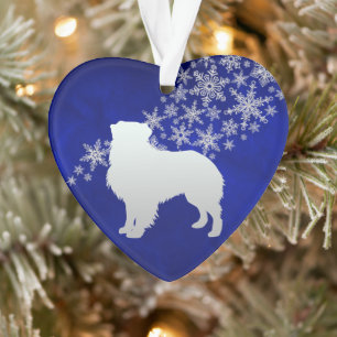 Blue Silver Snowflake Australian Shepherd Ornament