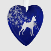 Blue Silver Snowflake Basenji Dog Ornament (voorkant)