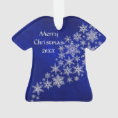 Blue Silver Snowflake Basketball Player Ornament (achterkant)