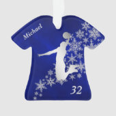 Blue Silver Snowflake Basketball Slam Dunk Ornament (voorkant)