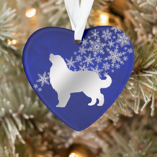 Blue Silver Snowflake Bernese Mountain Dog Ornament (Boom)