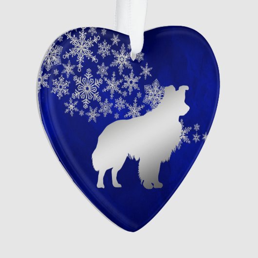 Blue Silver Snowflake Border Collie Dog Ornament (voorkant)