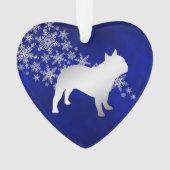 Blue Silver Snowflake Bulldog Ornament (voorkant)
