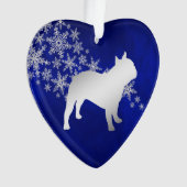 Blue Silver Snowflake Bulldog Ornament (voorkant)