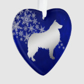 Blue Silver Snowflake Collie Dog Ornament (voorkant)
