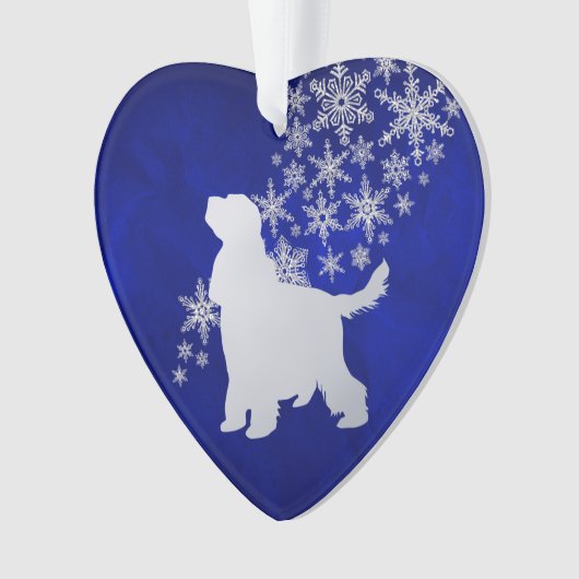 Blue Silver Snowflake English Cocker Spaniel Dog Ornament (voorkant)