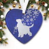 Blue Silver Snowflake English Cocker Spaniel Dog Ornament