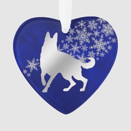 Blue Silver Snowflake German Shepherd Ornament (voorkant)