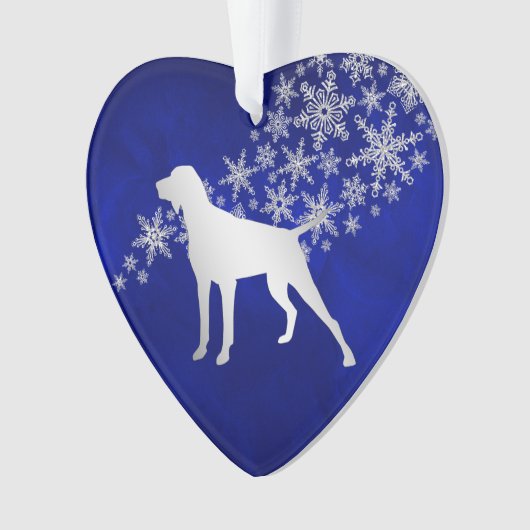 Blue Silver Snowflake German Shorthaired Pointer Ornament (voorkant)