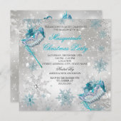 Blue Silver Snowflake Masquerade kerstparty 2 Kaart (Voorkant / Achterkant)