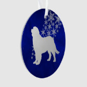 Blue Silver Snowflake Newfoundland Dog Round Ornament (voorkant)