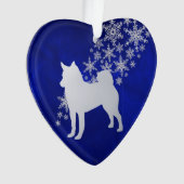 Blue Silver Snowflake Norwegian Elkhound Dog Ornament (voorkant)