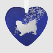 Blue Silver Snowflake Pekingese Ornament (voorkant)