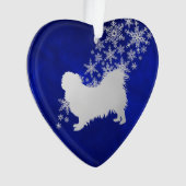 Blue Silver Snowflake Pekingese Ornament (voorkant)