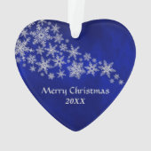 Blue Silver Snowflake Playful Cat Ornament (achterkant)