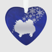 Blue Silver Snowflake Pomeranian Ornament (voorkant)