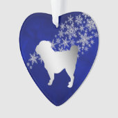 Blue Silver Snowflake Pug Ornament (voorkant)