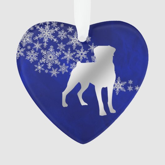 Blue Silver Snowflake Rottweiler Ornament (voorkant)