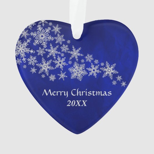 Blue Silver Snowflake Rottweiler Ornament (achterkant)