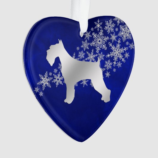 Blue Silver Snowflake Schnauzer Ornament (voorkant)