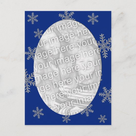 Blue Silver Snowflake Sjabloon Briefkaart (Voorkant)
