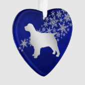 Blue Silver Snowflake Spaniel Ornament (voorkant)
