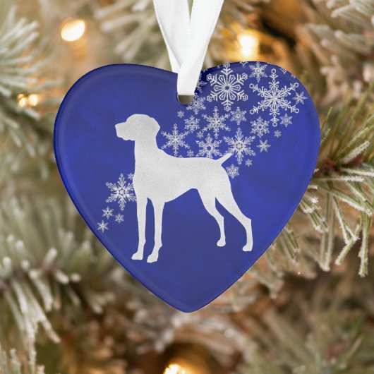 Blue Silver Snowflake Vizsla Ornament (Boom)