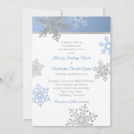 Blue Silver Snowflake Winter Weddenschap Kaart