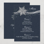Blue Silver Snowflakes Carte menu mariage hiver (Devant / Derrière)