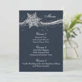 Blue Silver Snowflakes Carte menu mariage hiver (Debout devant)