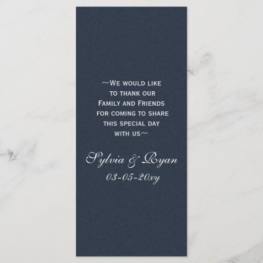 Blue Silver Snowflakes Carte menu mariage hiver (Dos)