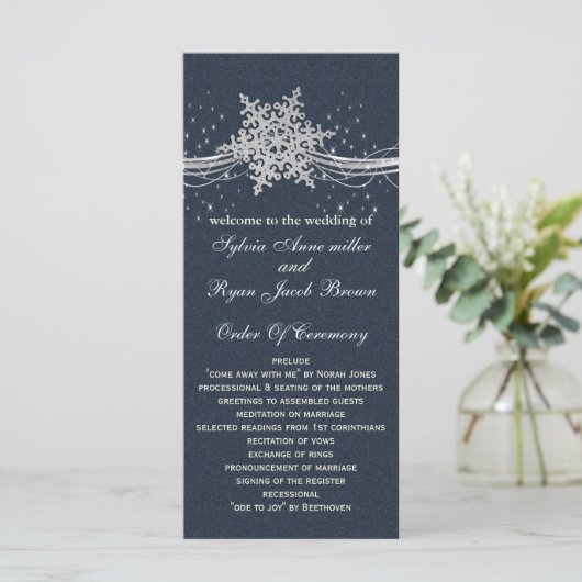 Blue Silver Snowflakes programmes de mariage longu (Debout devant)