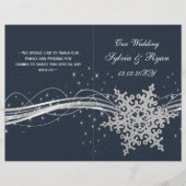 Blue Silver Snowflakes programmes de mariage pliés (Devant)