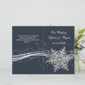 Blue Silver Snowflakes programmes de mariage pliés (Debout devant)