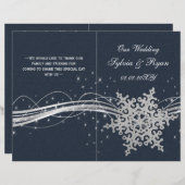 Blue Silver Snowflakes programmes de mariage pliés (Devant / Derrière)
