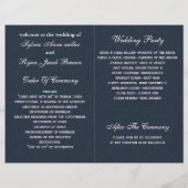 Blue Silver Snowflakes programmes de mariage pliés (Dos)