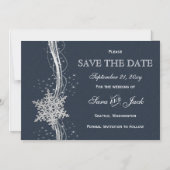 Blue Silver Snowflakes Winter behalve de datum Magnetische Uitnodiging (Voorkant)