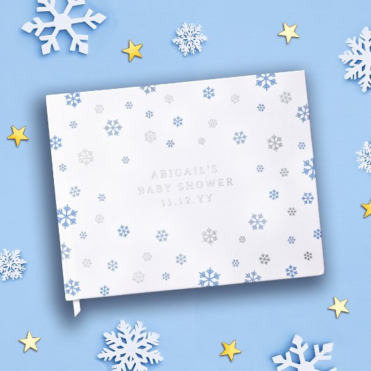 Blue Silver Snowflakes Winter Boy Baby shower
