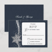 Blue Silver Snowflakes Winter bruiloft RSVP Kaartje (Voorkant / Achterkant)