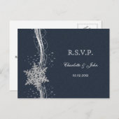 Blue Silver Snowflakes Winter bruiloft RSVP Uitnodiging Briefkaart (Voorkant / Achterkant)