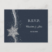 Blue Silver Snowflakes Winter bruiloft RSVP Uitnodiging Briefkaart (Voorkant)