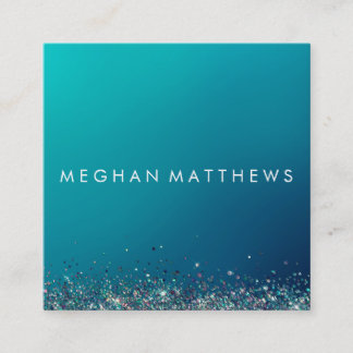 Blue Silver Sparkle Beauty Stylist Makeup Artist Vierkante Visitekaartje
