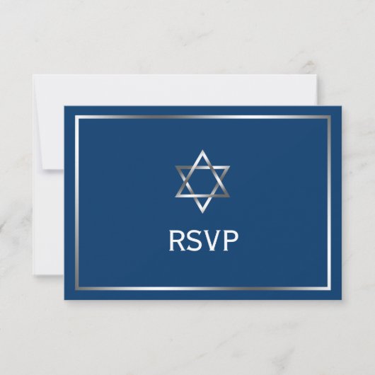 Blue Silver Star de David Bar Mitzvah RSVP (Devant)